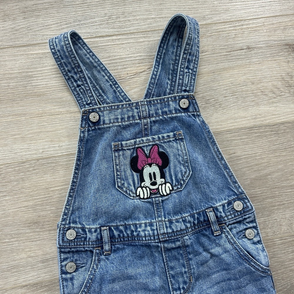Baby Gap Disney Size 5Y Minnie Mouse Embrioded Girls Denim Overalls - Picture 3 of 11